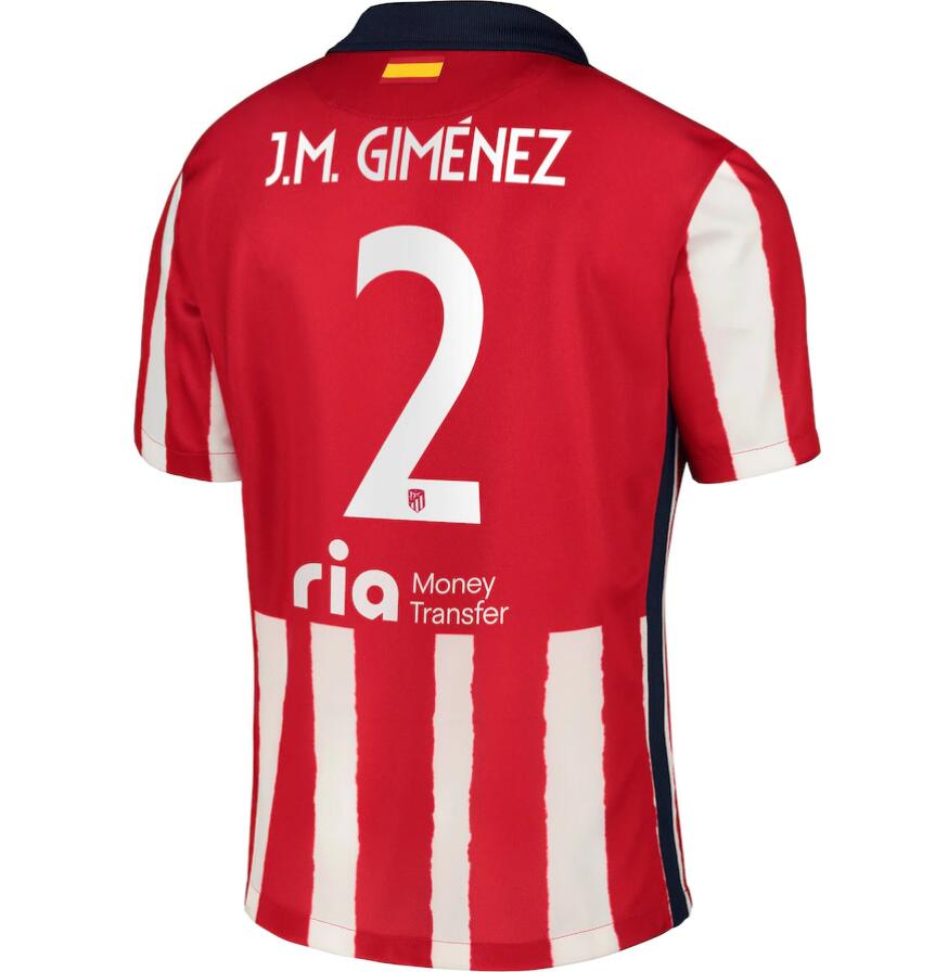 Atlético Madrid Metropolitano Home Kit Soccer Jersey with J.M. Giménez 2 printing 2020/21